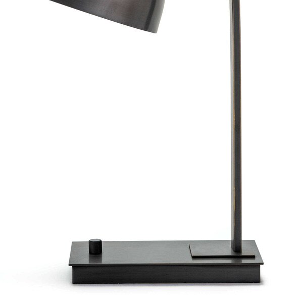 dimmer knob on adjustable metal table lamp in an oil rubbed bronze finish